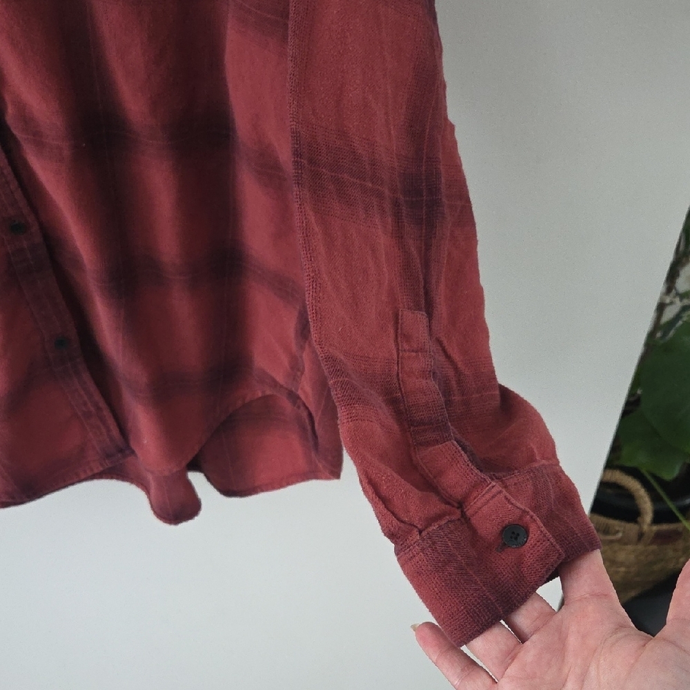 Calvin Klein Jeans Burgundy Plaid Shirt - Picture 2 of 5